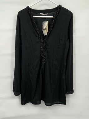 Pink Soda NWT black studded collar long sleeve cotton dress